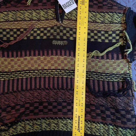 The Ragged Priest heavy half zip knitted sweater in brown - Size Men's XL